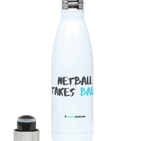 'Netball Takes Balls' Netball Water Bottle 500ml-Water Bottles-Netball Gifts-Netball Gifts and Clothing