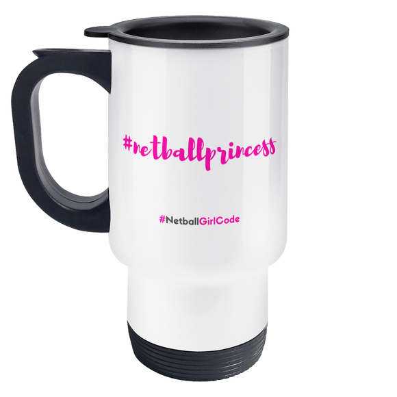 'Netball Princess' Travel Mug-Homeware-Netball Gifts-Stainless Steel-White-Netball Gifts and Clothing