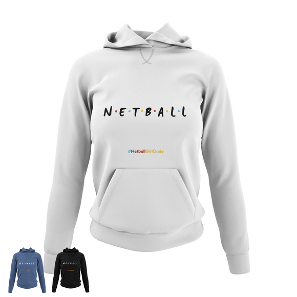 'Netball Friends' College Hoodie in Plus Sizes-Clothing-Netball Gifts-Netball Gifts and Clothing