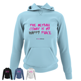 'The Netball Court is my Happy Place' College Hoodie in Plus Sizes-Clothing-Netball Gifts-Netball Gifts and Clothing