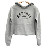 'Netball Varsity' Cropped College Hoodie-Clothing-Netball Gifts-XXS-Black Writing-Netball Gifts and Clothing
