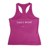 'Thank U, Netball' Fitness Vest-Clothing-Netball Gifts-XS-Hot Pink-Netball Gifts and Clothing