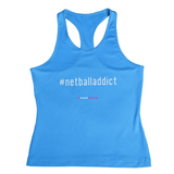 'Netball Addict' Kids Performance Netball Vest-Clothing-Netball Gifts-3-4-Sapphire Blue-Netball Gifts and Clothing