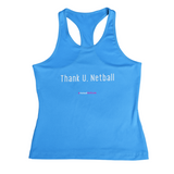 'Thank U, Netball' Fitness Vest-Clothing-Netball Gifts-XS-Sapphire Blue-Netball Gifts and Clothing