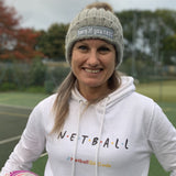 'Here if U Need' Grey Knitted Netball Beanie Bobble Hat-Homeware & Accessories-Netball Gifts-Netball Gifts and Clothing
