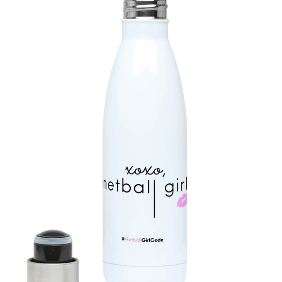 'xoxo Netball Girl' Netball Water Bottle 500ml-Water Bottles-Netball Gifts-Netball Gifts and Clothing