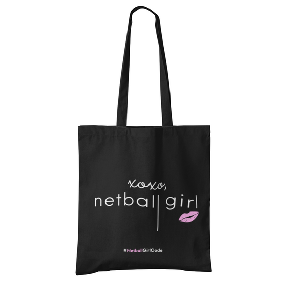 'xoxo Netball Girl' Shoulder Tote Bag-Bags-Netball Gifts-Black-Netball Gifts and Clothing