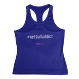 'Netball Addict' Fitness Vest-Clothing-Netball Gifts-XS-Royal Blue-Netball Gifts and Clothing