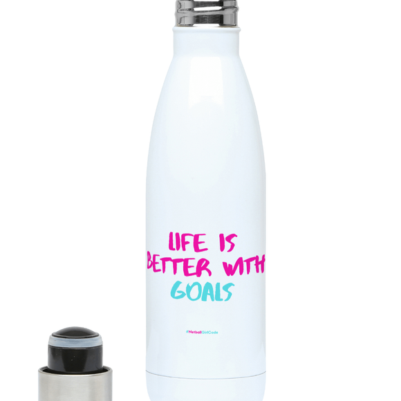'Life is Better with Goals' Netball Water Bottle 500ml-Water Bottles-Netball Gifts-Netball Gifts and Clothing