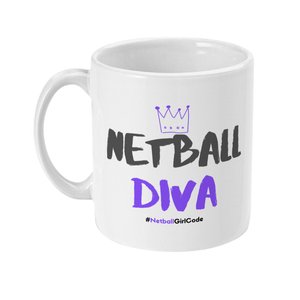 'Netball Diva' 11oz Ceramic Netball Mug-Mugs & Drinkware-Netball Gifts-Netball Gifts and Clothing