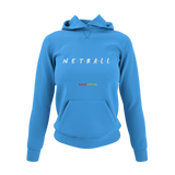 'Netball Friends' Netball College Hoodie-Netball Gifts-XS-Sapphire Blue-Netball Gifts and Clothing