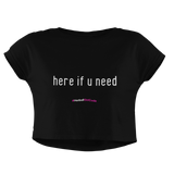 'Here if U Need' Women's Crop T-Shirt-Clothing-Netball Gifts-XS-Black-Netball Gifts and Clothing