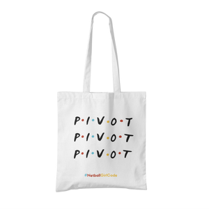 'Pivot Pivot Pivot' Netball Shoulder Tote Bag-Bags-Netball Gifts-White-Netball Gifts and Clothing
