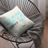 'The Netball Court is my Happy Place' Fair-Trade Sofa Cushion in Blue-Cushions-Netball Gifts-Cover Only-Netball Gifts and Clothing
